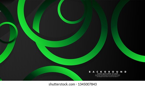 Abstract metal vector background with shiny fancy green black circles