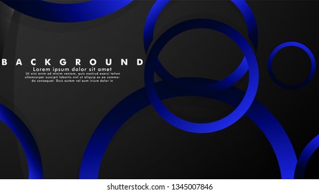 Abstract metal vector background with shiny fancy blue black circles
