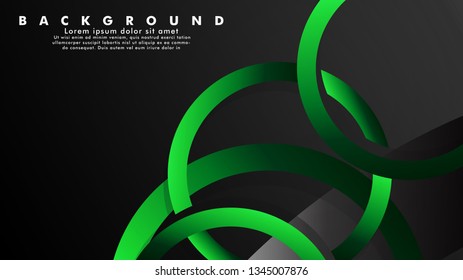 Abstract metal vector background with shiny fancy green black circles