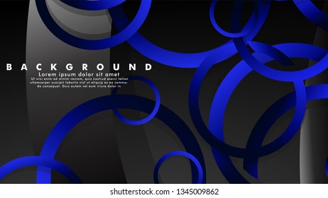 Abstract metal vector background with shiny fancy blue black circles