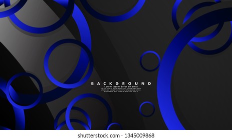 Abstract metal vector background with shiny fancy blue black circles