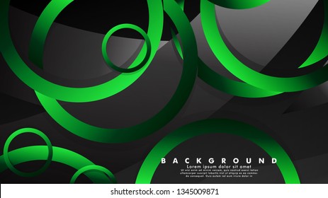 Abstract metal vector background with shiny fancy green black circles