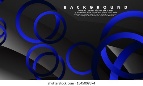 Abstract metal vector background with shiny fancy blue black circles