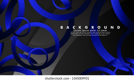 Abstract metal vector background with shiny fancy blue black circles