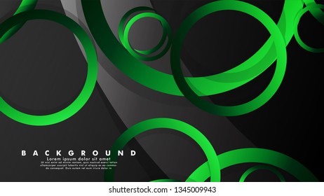 Abstract metal vector background with shiny fancy green black circles