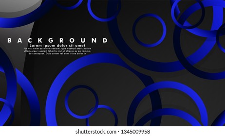 Abstract metal vector background with shiny fancy blue black circles