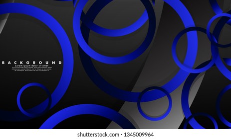 Abstract metal vector background with shiny fancy blue black circles