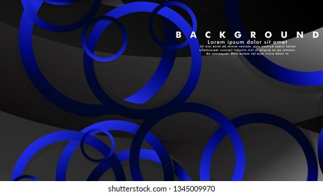 Abstract metal vector background with shiny fancy blue black circles