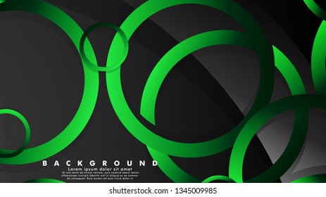 Abstract metal vector background with shiny fancy green black circles