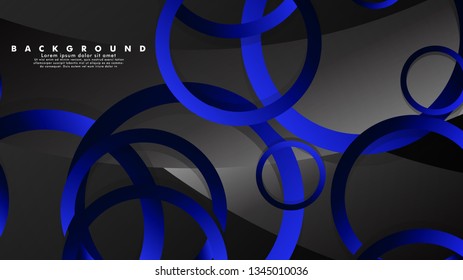 Abstract metal vector background with shiny fancy blue black circles