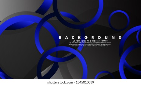 Abstract metal vector background with shiny fancy blue black circles