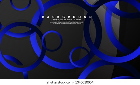 Abstract metal vector background with shiny fancy blue black circles