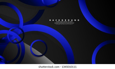 Abstract metal vector background with shiny fancy blue black circles
