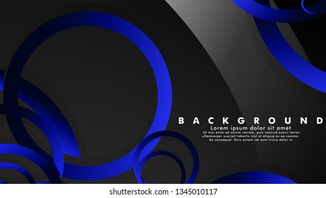 Abstract metal vector background with shiny fancy blue black circles