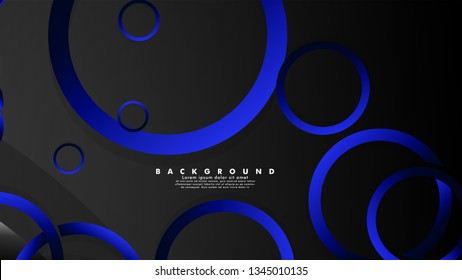 Abstract metal vector background with shiny fancy blue black circles