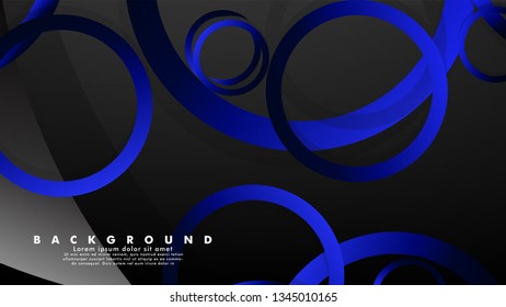 Abstract metal vector background with shiny fancy blue black circles