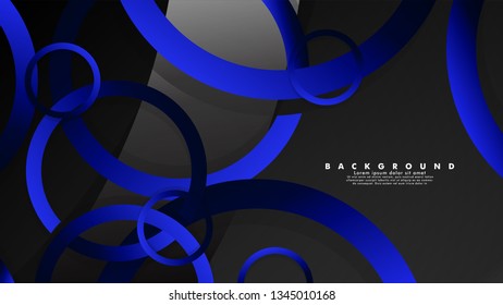 Abstract metal vector background with shiny fancy blue black circles