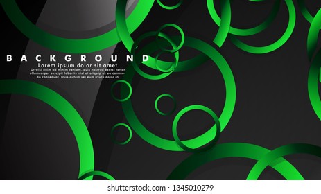 Abstract metal vector background with shiny fancy green black circles