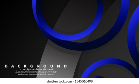 Abstract metal vector background with shiny fancy blue black circles