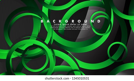 Abstract metal vector background with shiny fancy green black circles