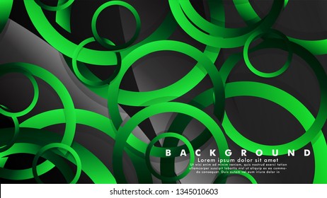Abstract metal vector background with shiny fancy green black circles