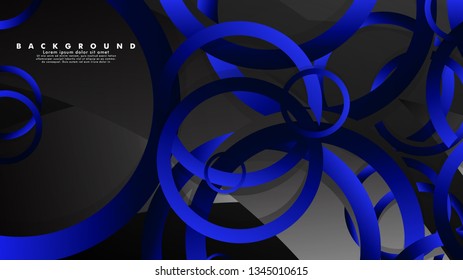 Abstract metal vector background with shiny fancy blue black circles