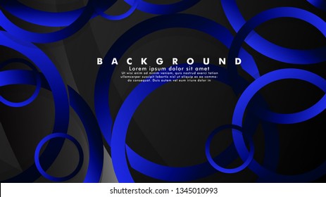 Abstract metal vector background with shiny fancy blue black circles