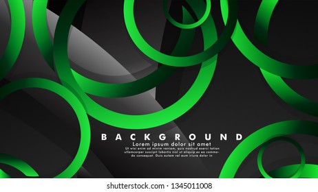 Abstract metal vector background with shiny fancy green black circles