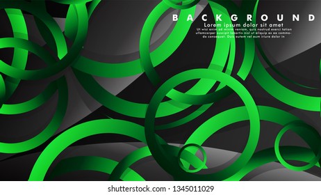 Abstract metal vector background with shiny fancy green black circles