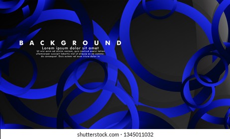 Abstract metal vector background with shiny fancy blue black circles