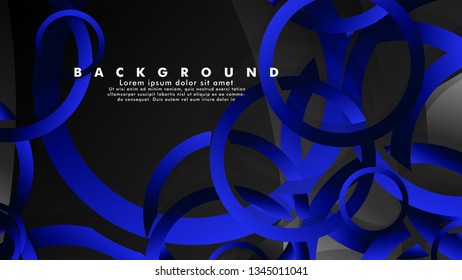 Abstract metal vector background with shiny fancy blue black circles