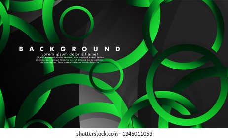 Abstract metal vector background with shiny fancy green black circles