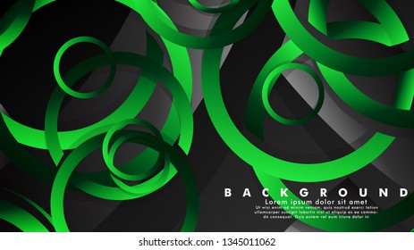 Abstract metal vector background with shiny fancy green black circles