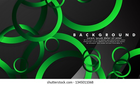 Abstract metal vector background with shiny fancy green black circles