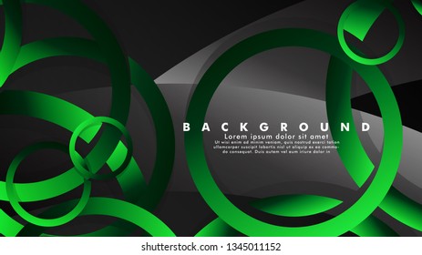 Abstract metal vector background with shiny fancy green black circles