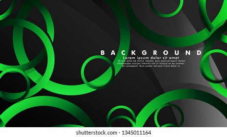 Abstract metal vector background with shiny fancy green black circles