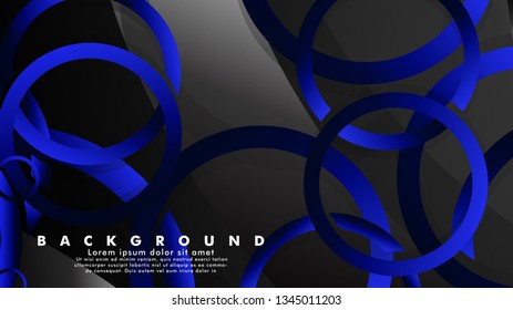Abstract metal vector background with shiny fancy blue black circles