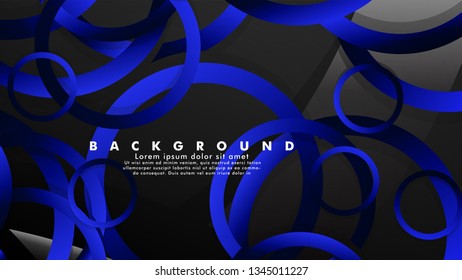 Abstract metal vector background with shiny fancy blue black circles