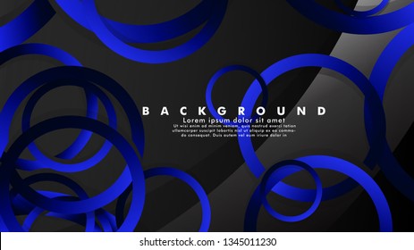 Abstract metal vector background with shiny fancy blue black circles