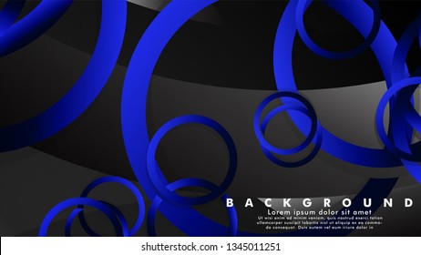 Abstract metal vector background with shiny fancy blue black circles