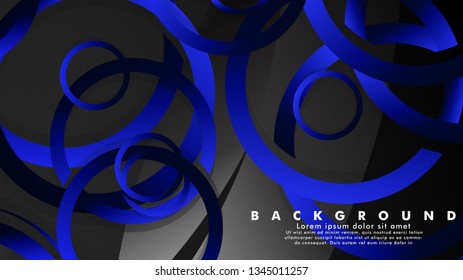 Abstract metal vector background with shiny fancy blue black circles