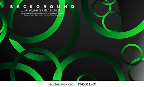 Abstract metal vector background with shiny fancy green black circles