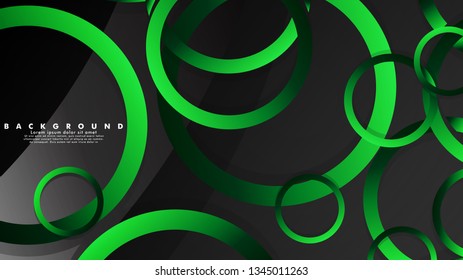 Abstract metal vector background with shiny fancy green black circles