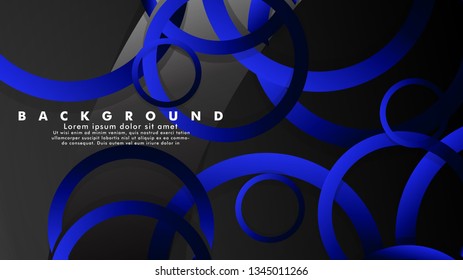 Abstract metal vector background with shiny fancy blue black circles
