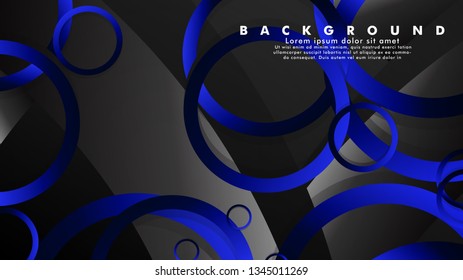 Abstract metal vector background with shiny fancy blue black circles