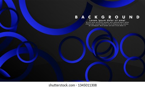 Abstract metal vector background with shiny fancy blue black circles