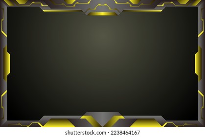 Abstract metal and yellow stream overlay webcam video screen interface frame for gaming and streaming