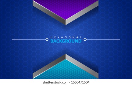 
Abstract metalic arrow blue direction hexagon background. Overlap layer background. Modern futuristic vector illustration
