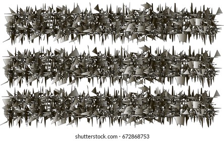 Abstract metalic chaotic three lines texture background.