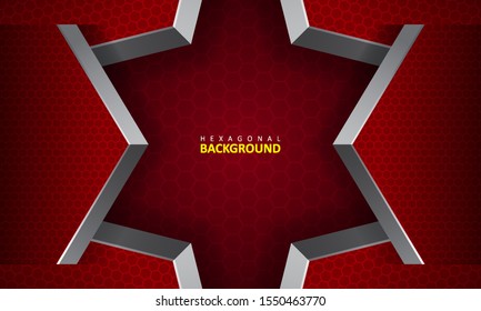 Abstract metalic red hexagon background. Overlap layer background. Modern futuristic vector illustration